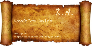 Kovács Anina névjegykártya